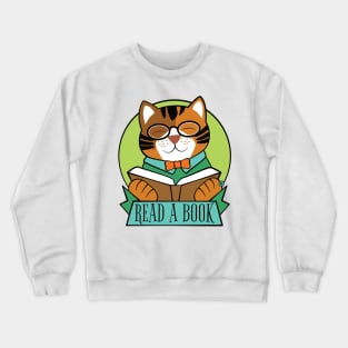 Tiger Cat Read a Book Crewneck Sweatshirt